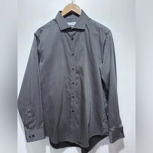 Calvin Klein Men Stripe Non Iron Slim Fit Button Down LongSleeve‎ Shirt 16 32/33